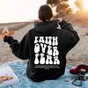 Faith Over Fear Christian Hoodie Religious Graphic Sweatshirt Jesus Pullover Aesthetic Top for Women