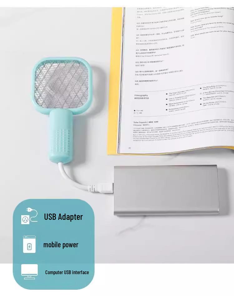 Bärbar Uppladdningsbar Elektrisk Flugsmälla: Strålningsfri, hållbar och långvarig med automatisk avvisande funktion för hem och bil