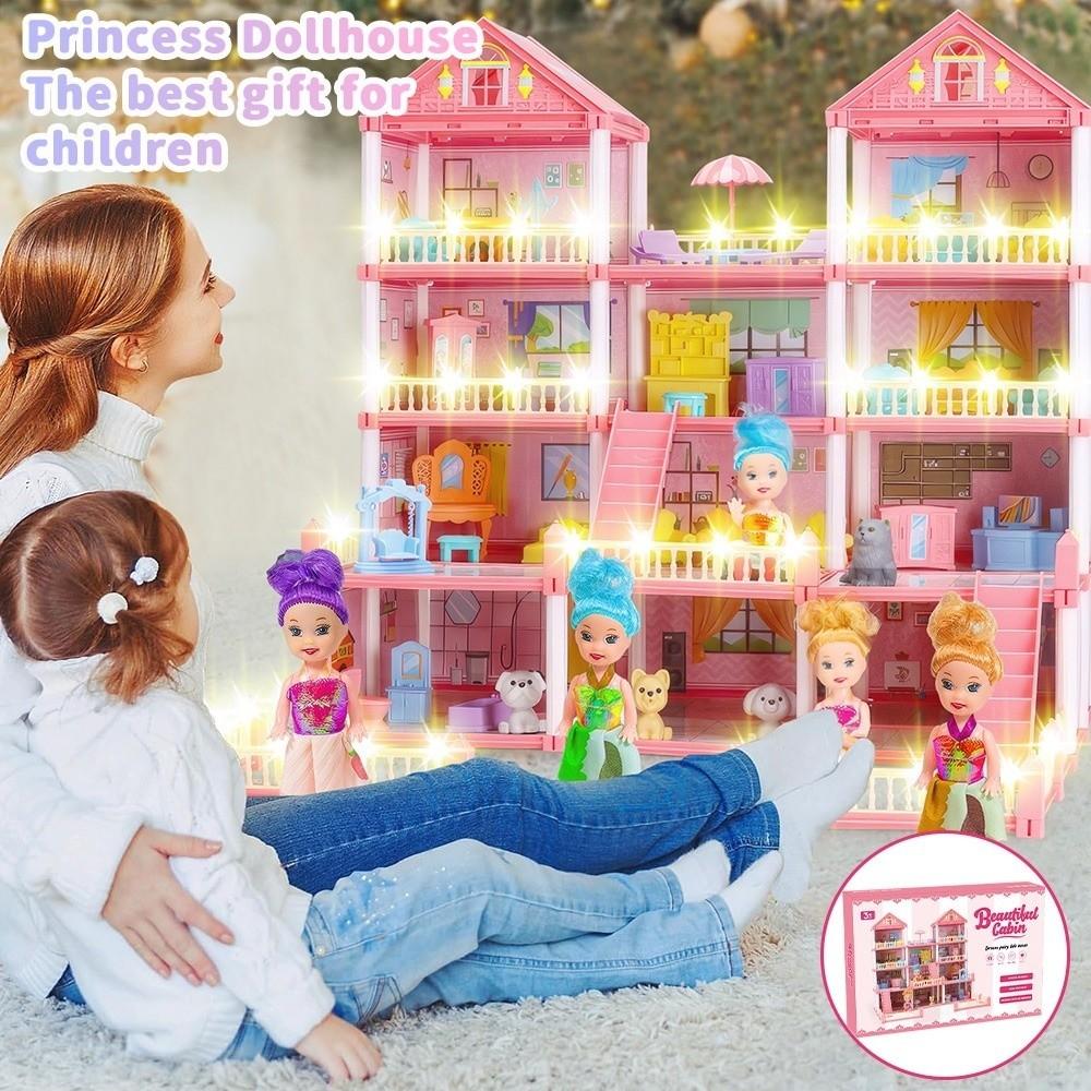 3D Doll House Set with LED Lighting Doll House Assembly Creative Villa House  Kids