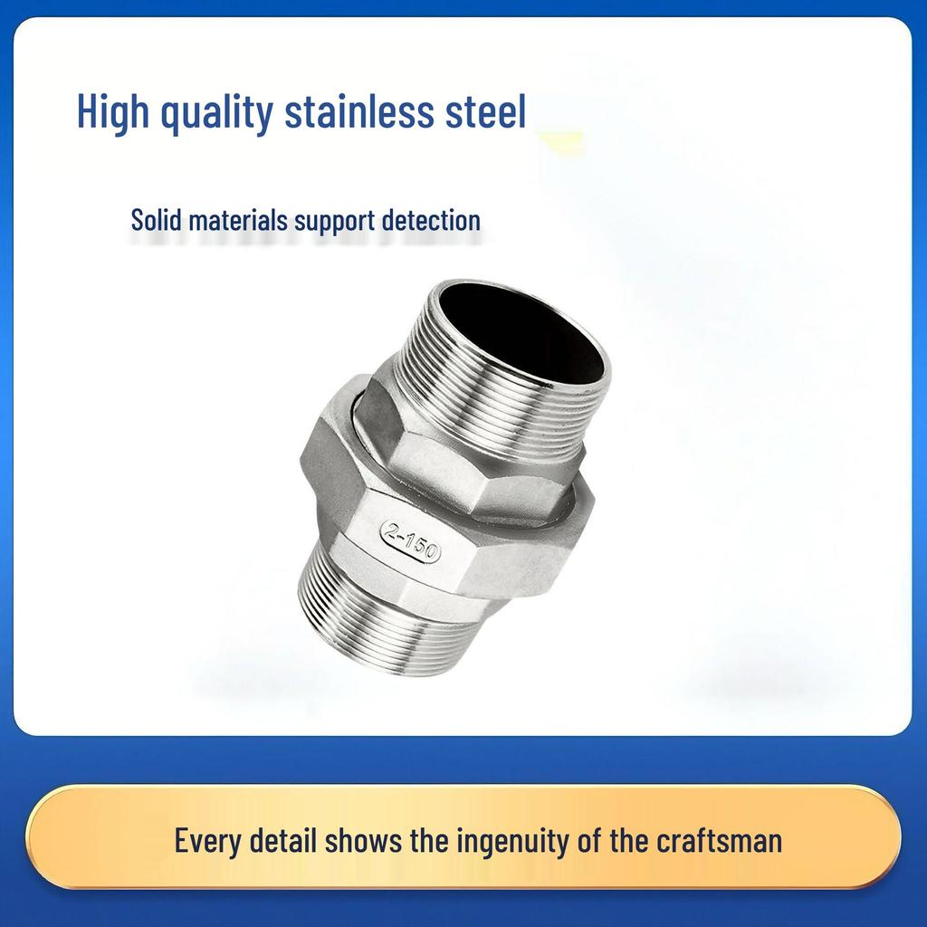 304 Stainless Steel Double-Ended Male Thread Union Oil Nipple Tightening Joint, Sizes: 1/4', 3/8', 1'