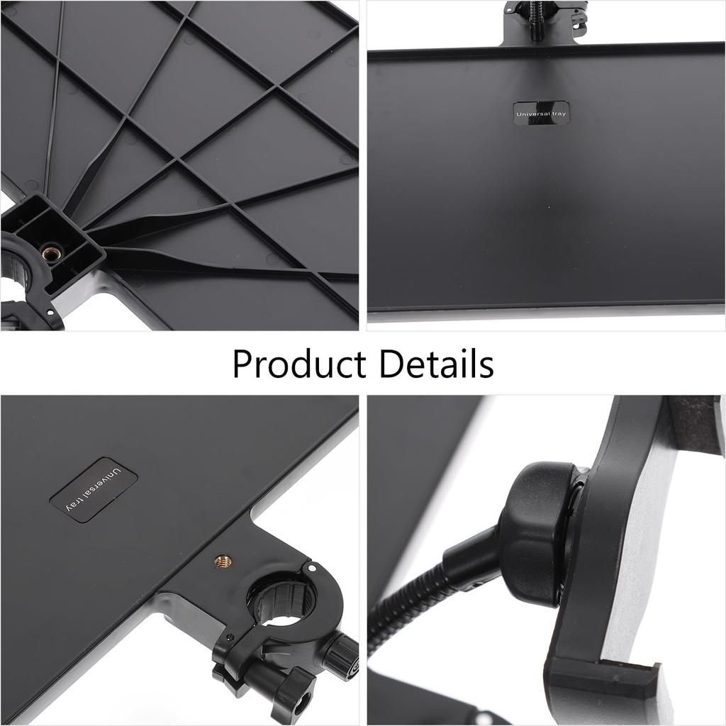 Lurrose Microphone Stand Tray with Mounting Phone Holder Sheet Music Small Item Holder Microphone Accessory Shelf Live Broadcast Stand Musical