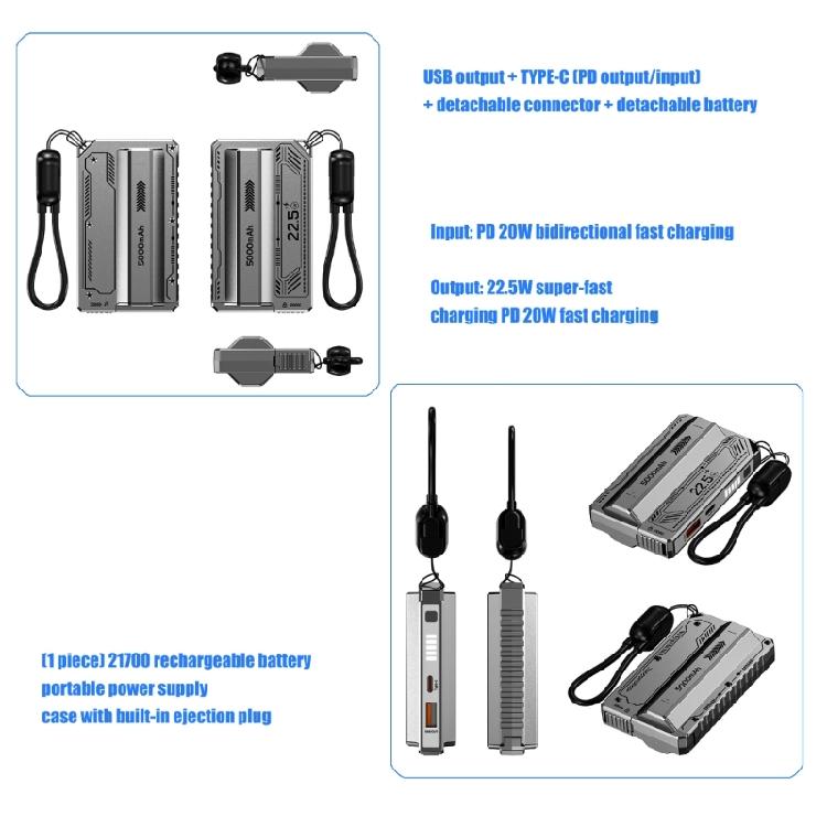 Portable 21700 Battery Storage Case Empty Shell Spring Loaded Ejector Plug Impact Resistant For Mobile Charging