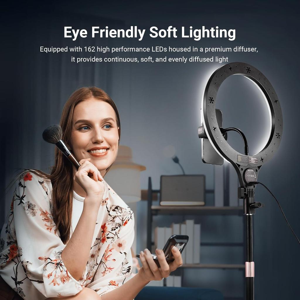 NEEWER ENTRY LEVEL VERSION N37 10.5" RGB Ring Light with Desktop Stand/Phone Holder,for iPhone/Remote, 10W CRI85+ LED Lighting