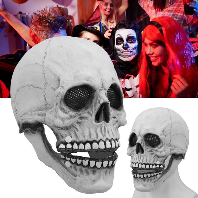 Skull Mask Halloween Skull Style Breathable Durable Latex Movable Jaw Skeleton Mask For Party Costume Ball