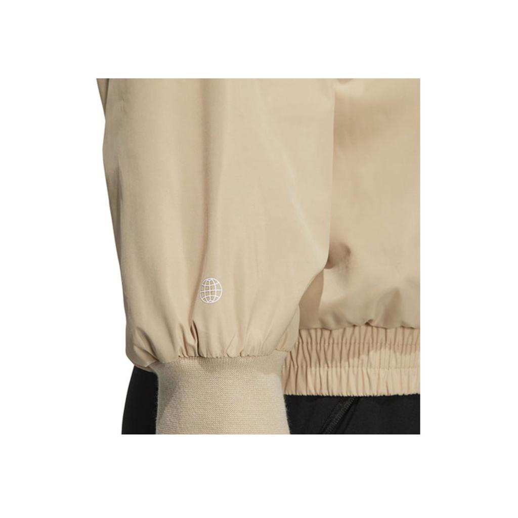 Adidas Back Letter Print Zip-Up Stand Collar Jacket Women Outerwear Khaki HZ7038