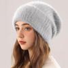 Fluffy Angora Hat Rabbit Fur Warm Winter Hat For Womans Cashmere Wool Soft Beanies Knitted Hat Outdoor Ski Female