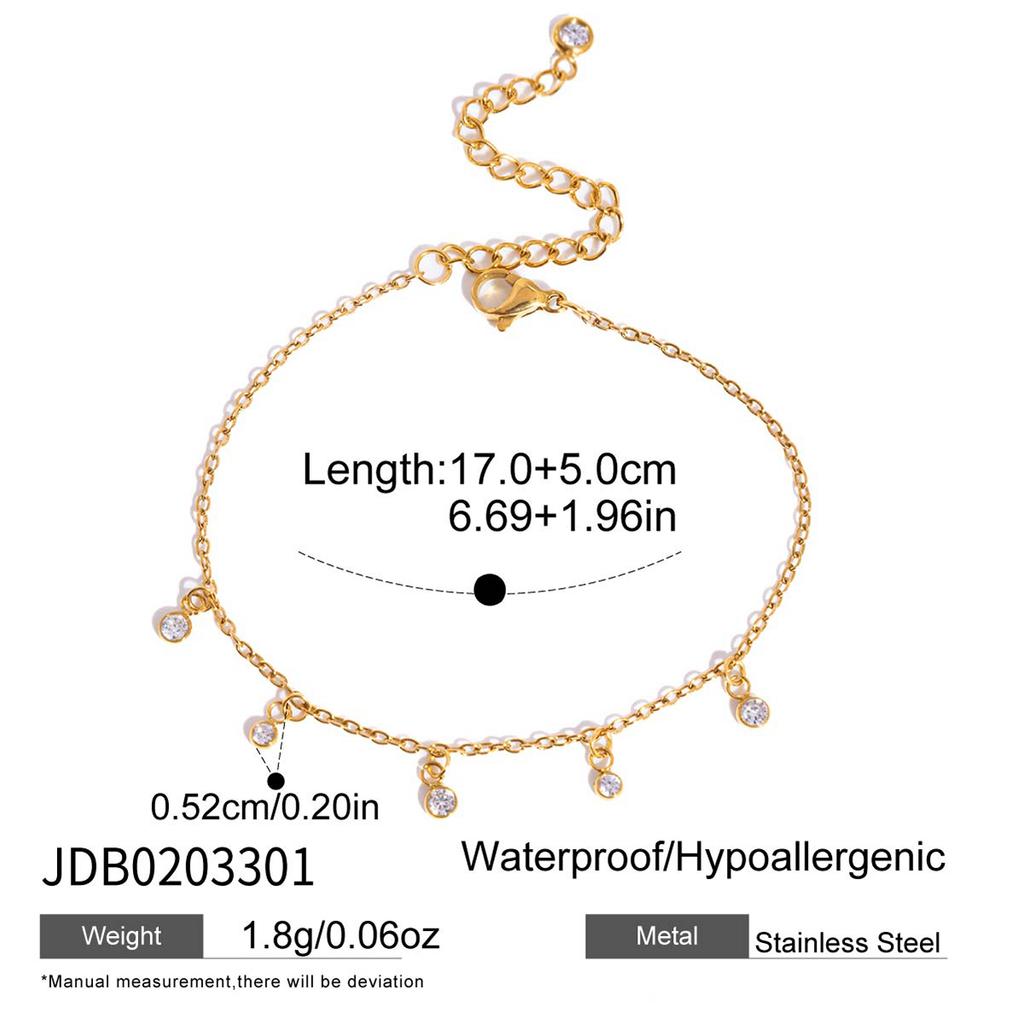 Youthway Delicate Round Zircon Pendant Necklace Bracelet For Women Minimalist 18K Gold PVD Plated Stainless Steel Jewelry Set