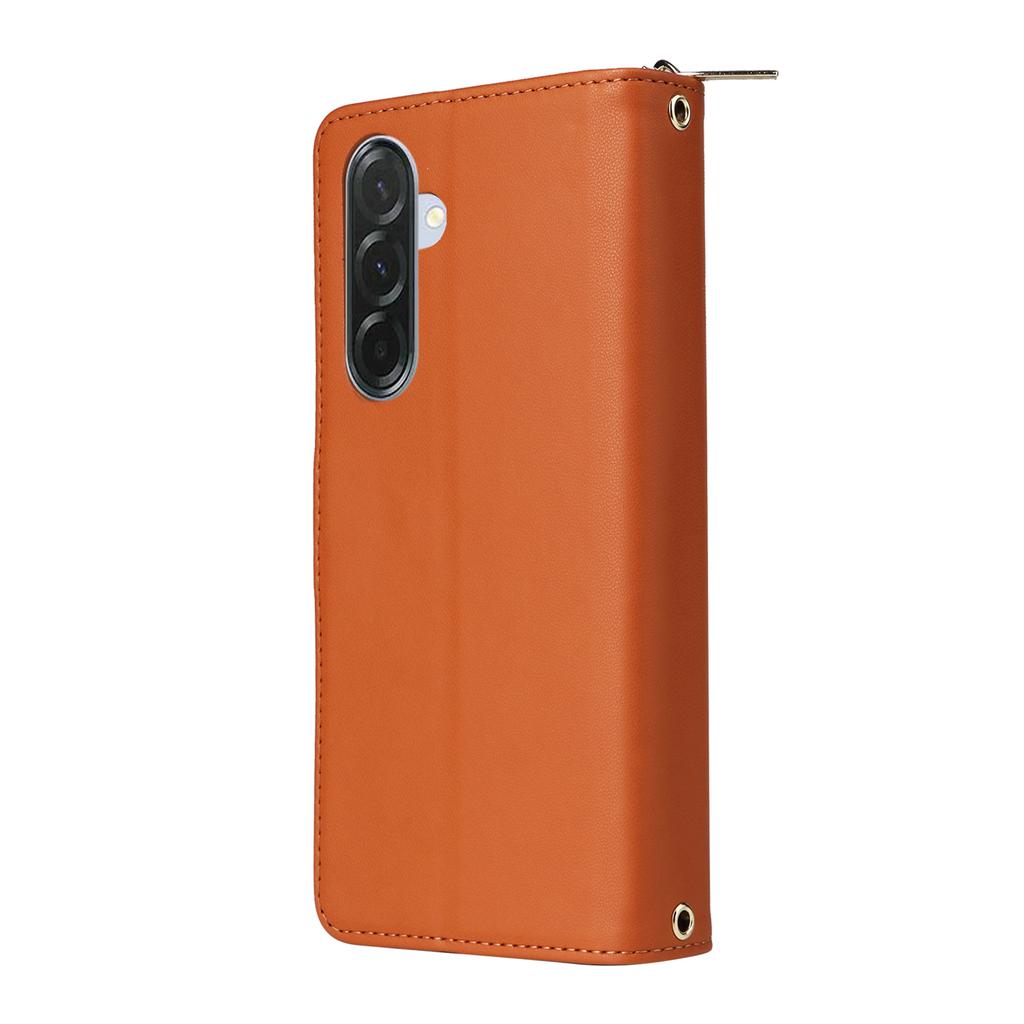 Pro Samsung Galaxy A36 5G Pouzdro 9 přihrádek na karty Kapsa na zip Kryt telefonu z PU kůže s popruhem na zápěstí