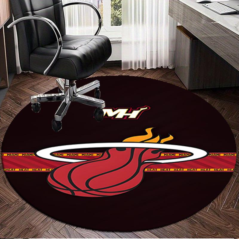 Miami Heat Basketball Kunst Runder Teppich für Wohnzimmer, Schlafzimmer, Spielzimmer, Stuhlunterlage, Teppich, Kreis Teppich, Große Größe Fan Weihnachtsgeschenk