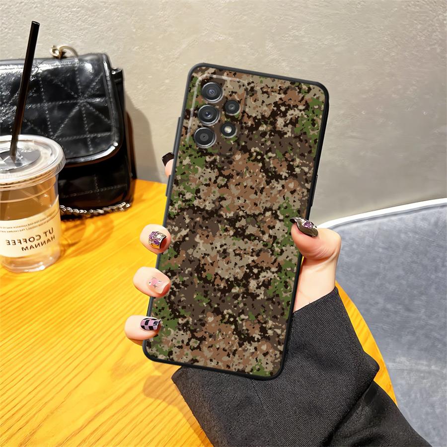 Case for Samsung Galaxy A03 A01 A02 A10 A20 A50 A70 A04 A05 A30 A40 A06 Note 20 Ultra 9 10 Soft Back Phone Cover Camouflage