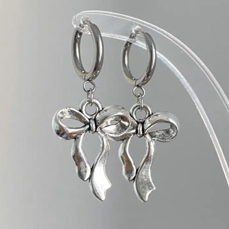Sweet Cool Bowknot/Thread Star Pendant Earrings Fashion Hoop Earrings Jewelry