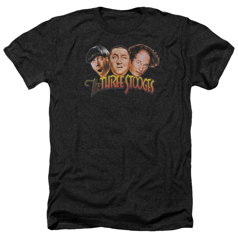 THE THREE STOOGES THREE HEAD LOGO Licensed Adult Men s Heather Tee Shirt SM-3XL Unisex T-Shirt XXXL