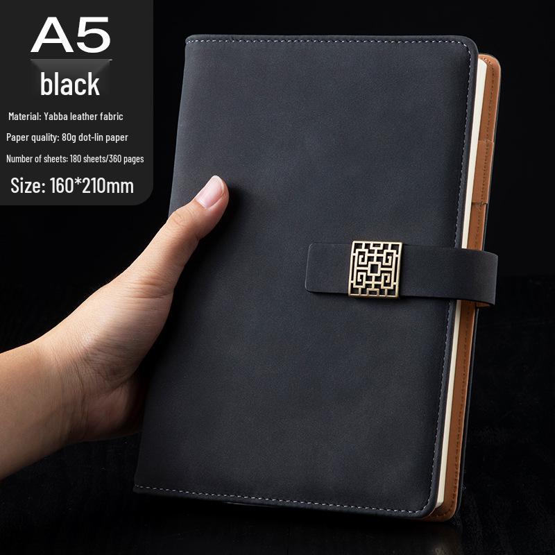 A5 PU Leather Buckle Notebook - Business Office Meeting Record Book (Custom Logo Available)