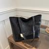 Bolso de Mano Grande Casual de Moda para Mujer, Bolso de Hombro Brillante Metálico con Relieve de Cocodrilo para Compras Diarias de Damas