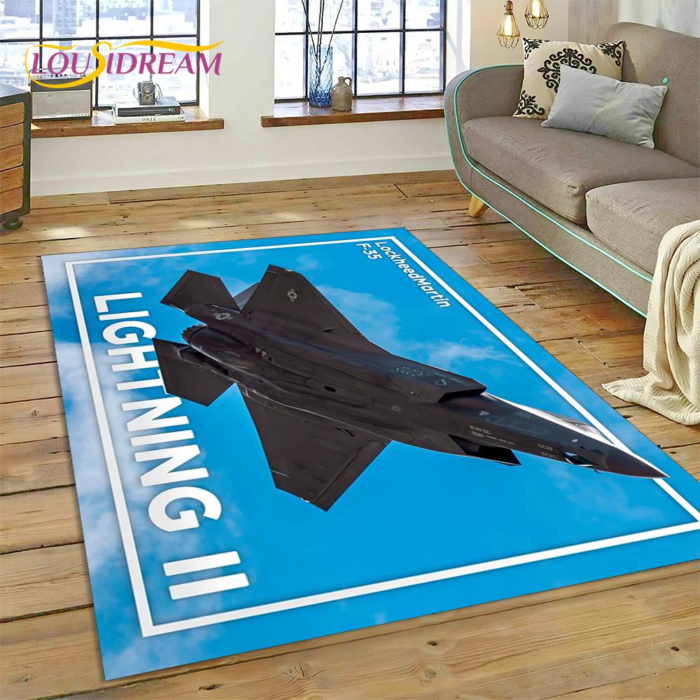 3D Flygvapnets Jaktplan Spitfire Flygplan Matta för Hem Vardagsrum Sovrum Soffa Dörrmatta Dekor, Barnområdesmatta Halkfri Matta