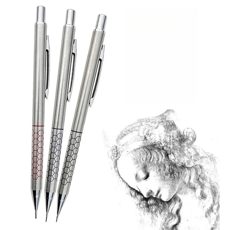 Automatic Pencil Metal Mechanical Pencil with Eraser Case 2b Hb Lead Art Sketch Supply Writing Stationery