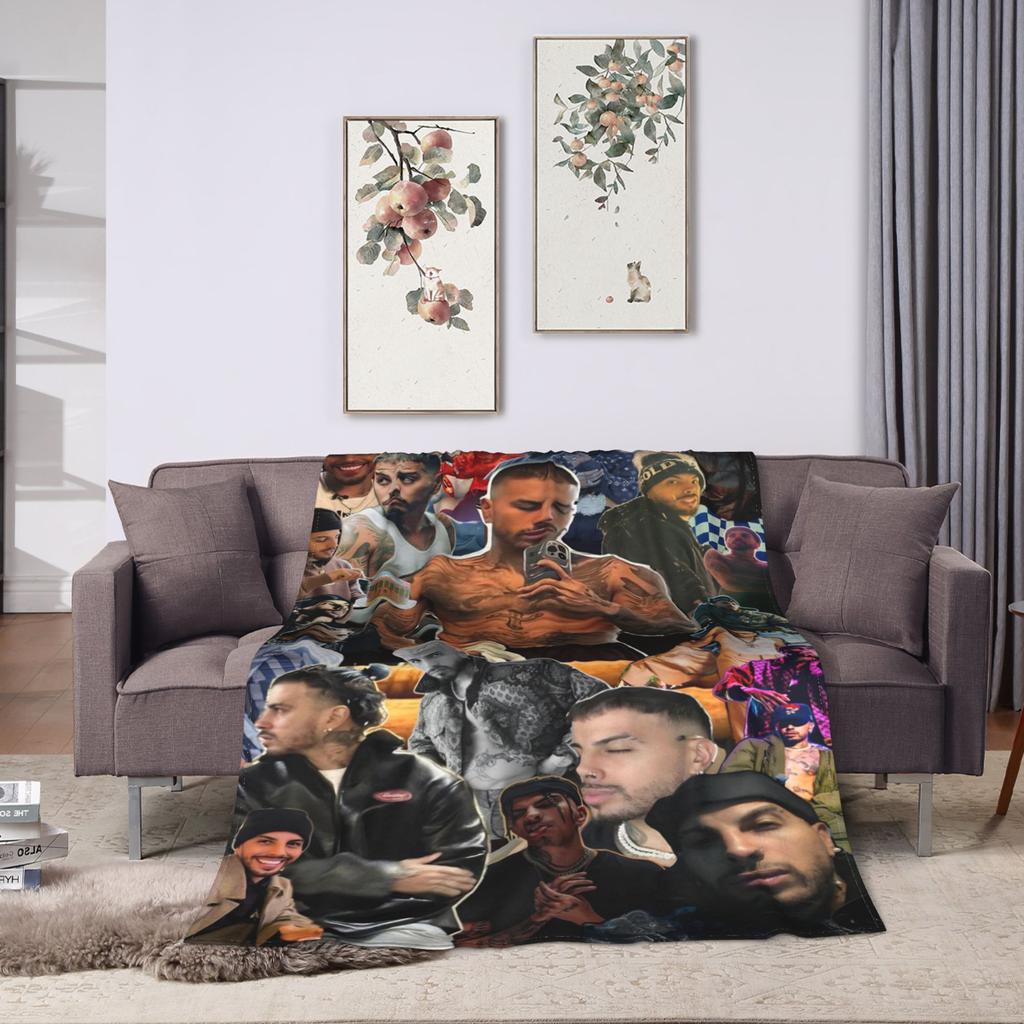 Stylish Rauw Alejandro Singer Rapper Flannel Blanket Soft Durable Throw Blanket for Living Room Decorative Bedspread Bed Cover