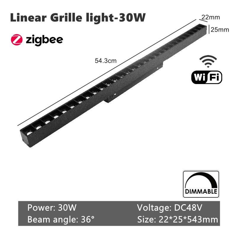Zigbee Smart WiFi Magnetic Track Lights LED DC48V Dimmable Spotlight Tuya App Alexa Google Assistant Voice Control Rail Lamp