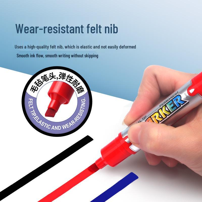 Bao Ke MP2959 Double-Ended Waterproof Permanent Marker, 12 Quick-Drying Oil-Based Refillable Colors