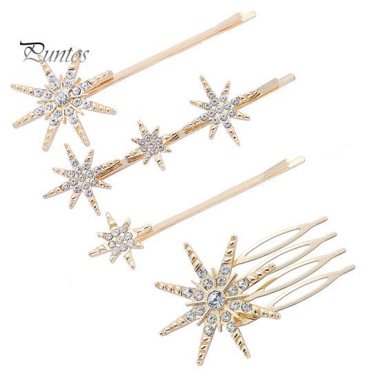 Wedding Hairpin 4Pcs/Set Star Shape Bridal Hairpins Shining Rhinestones Hair Clips Clip Decor Fashion Accessories Bangs