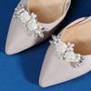 1pair DIY Removable Lady Shoe Clips Shoes Flower Rhinestones Wedding Bride Shoes Decoration Shoe Buckle Pearl