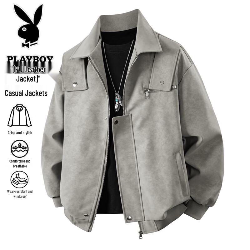 Playboy Men's Business Casual PU Leather Jacket