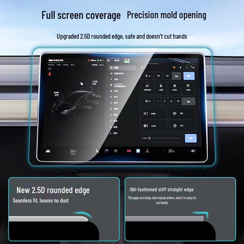 Tesla Y/Model 3 Sechssitzer Ultratransparenter Displayschutz aus gehärtetem Glas
