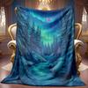 A Cozy Fleece Blanket Featuring a Forest Night Scene Design, Soft And High-Definition Digital Printing, Suitable for Cooling, Usable All Year Round! M