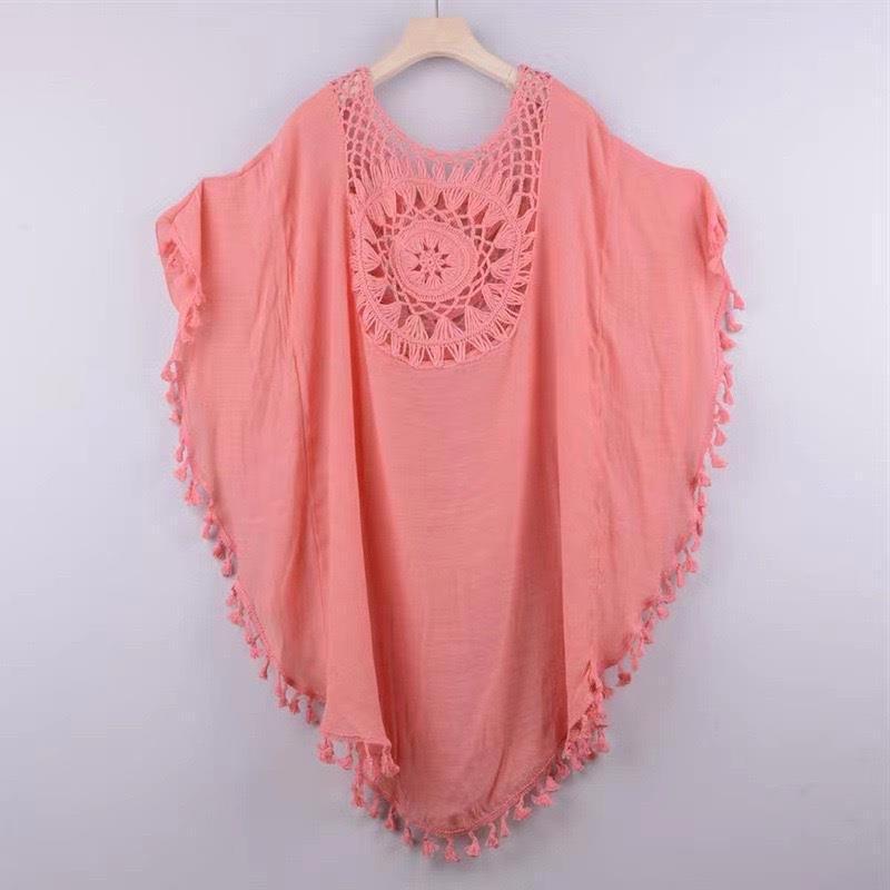 

Пляжное платье пэчворк ручной вязки с кисточками - Защита от солнца, Сексуальная накидка One Size