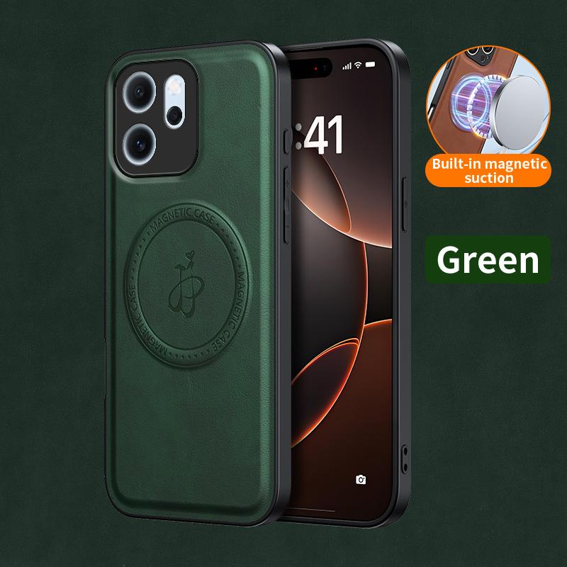 Wireless Charging Magnetic Case for OPPO Reno 14F Reno14 F 5G Protective Cover PU Leather Hard Back Shell Coque Funda