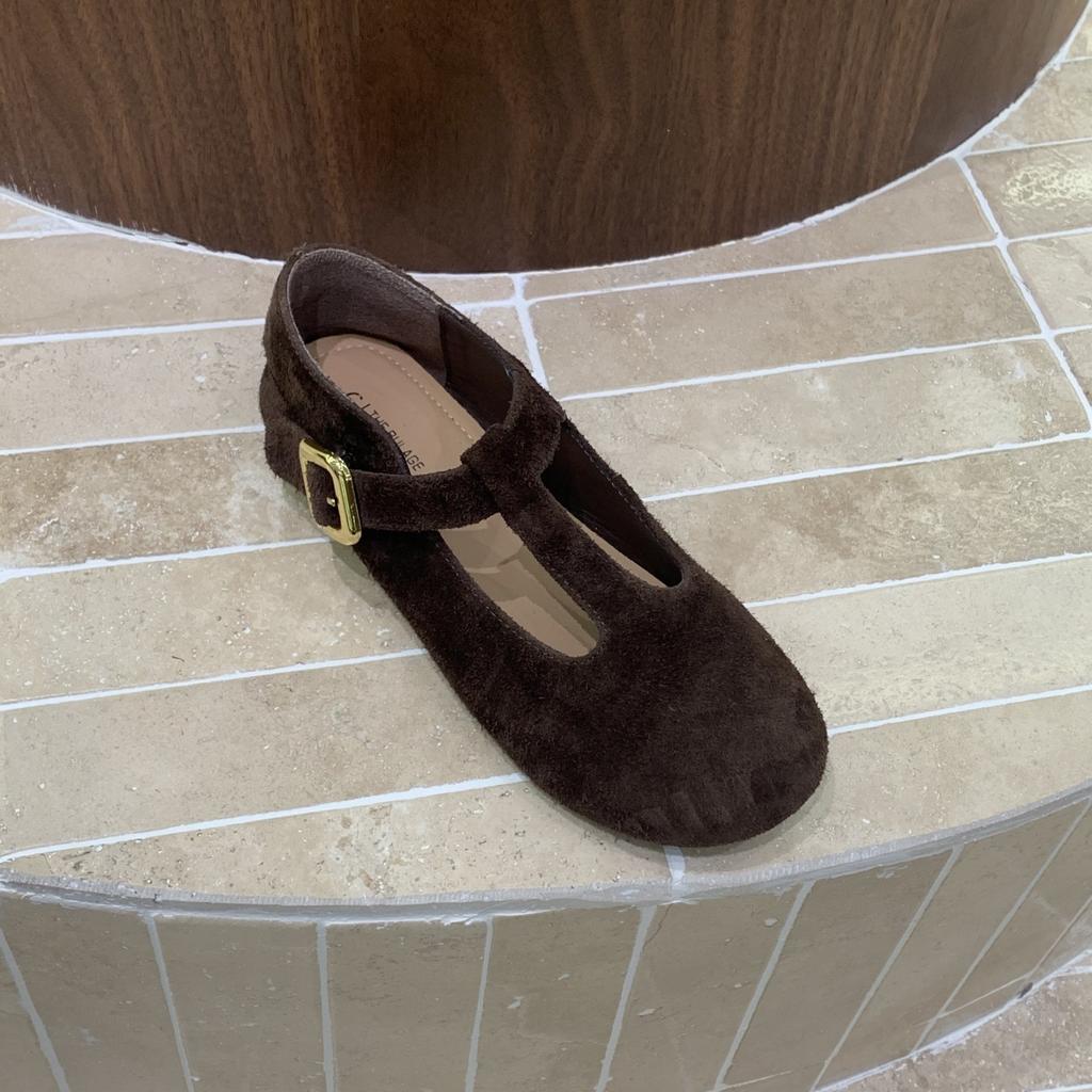 IPPEUM Women Mary Janes Shoes 2025 New Fall Brown Round Toe Ballet Flat Shoe