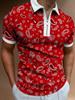 Men S Short Sleeve Polo Shirt Color Block Zip Detail Loose Fit Casual Top