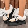 Fashion Multicolor Platform Round Toe Deep Mouth Bow Cover Feet Plus Suede Anti-Slip Wear-Resistant Flat Snow Boots