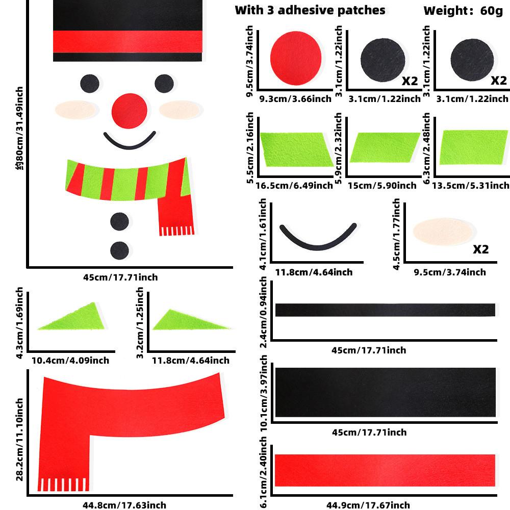 Christmas Nonwoven Attractive Fabric Door And Window Stickers With Joyful Designs Snowman