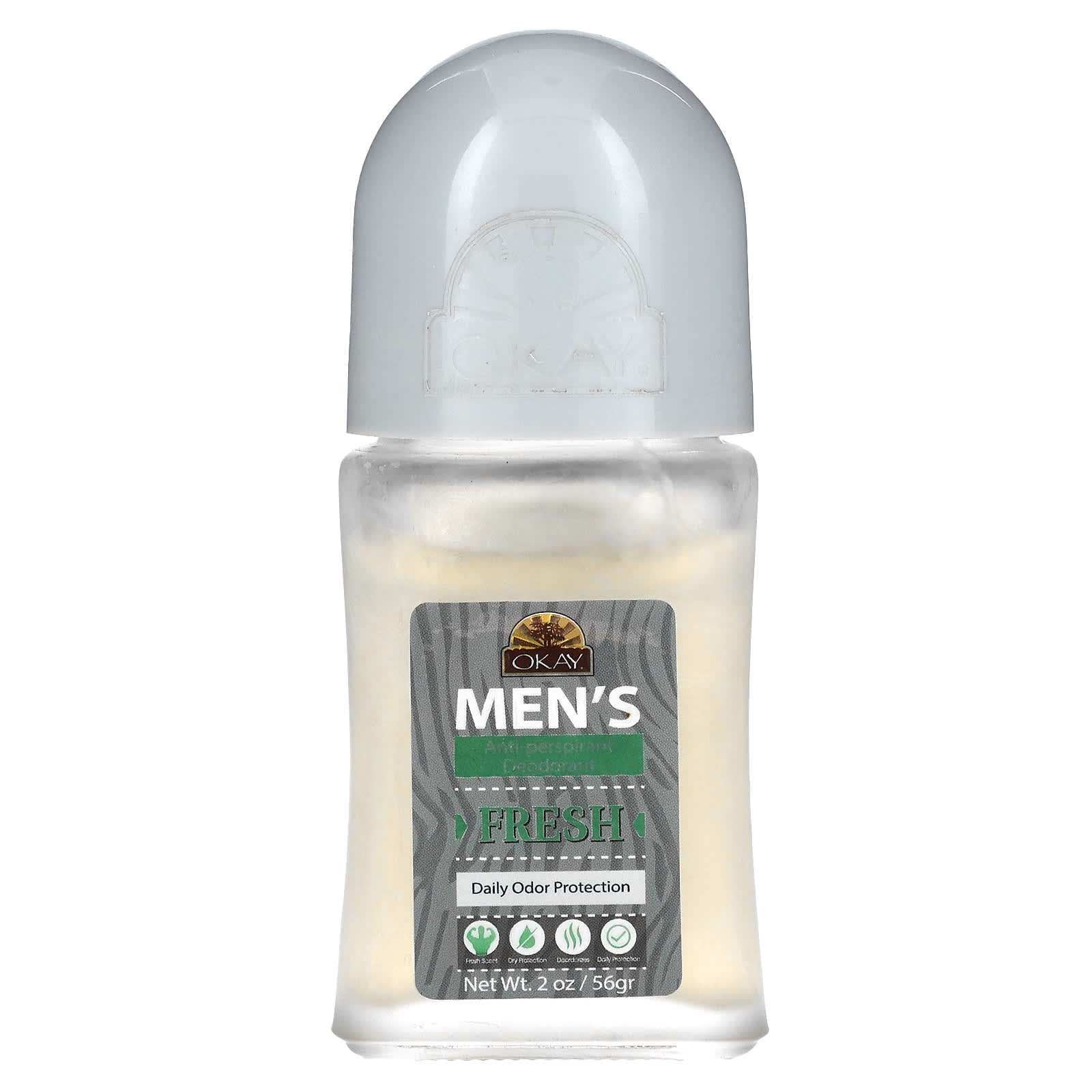 

Okay Pure Naturals, Мужской дезодорант-антиперспирант, свежий, 2 унции.
