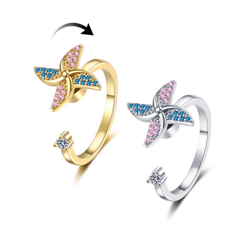Elegant Rotatable Pinwheel Ring for Women – Light Luxury Trendy Open Design