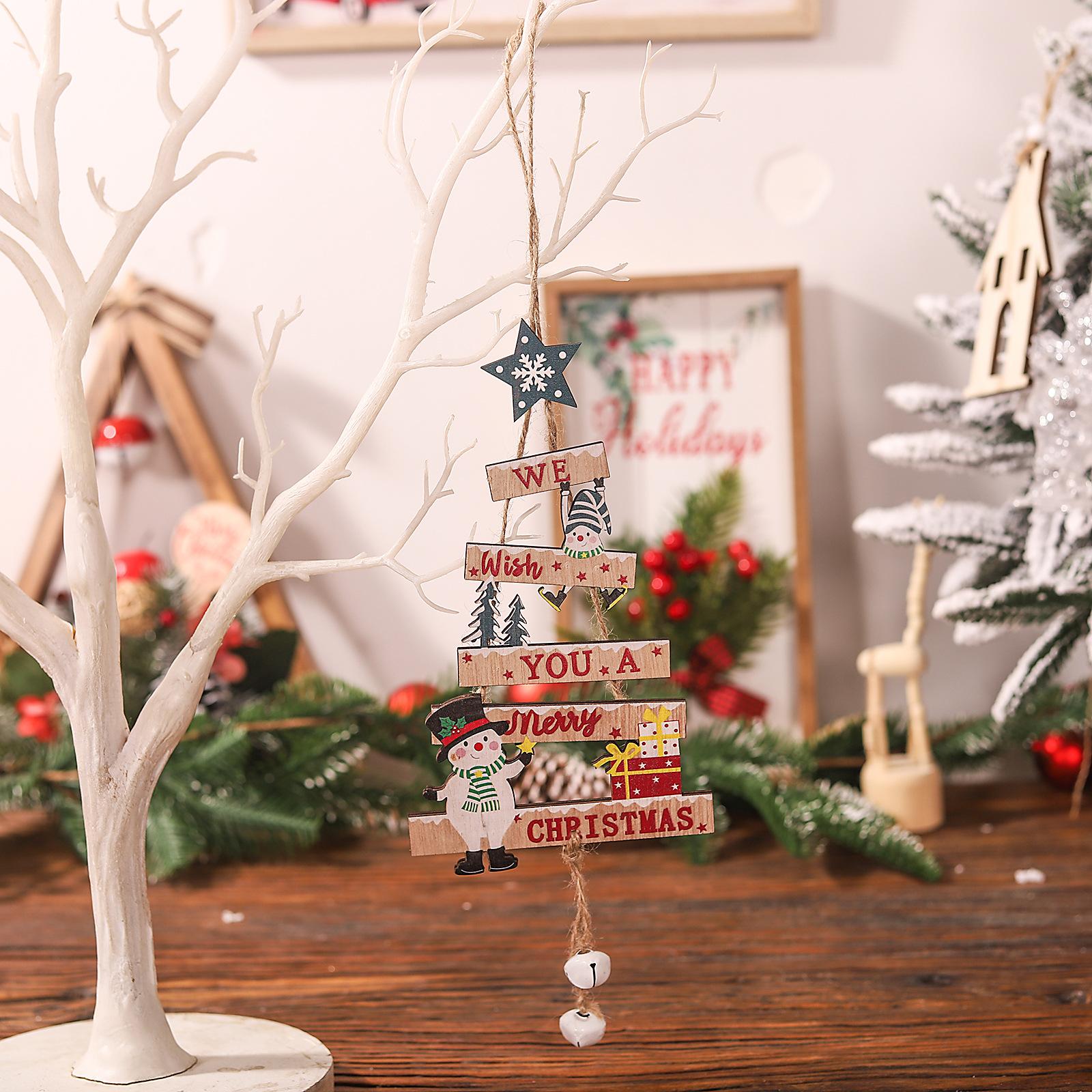 

Рождественские декоративные принадлежности, мультяшная деревянная рождественская елка, деревянная бирка, подвесная деревянная подвеска Санта-Клауса, украшение сцены