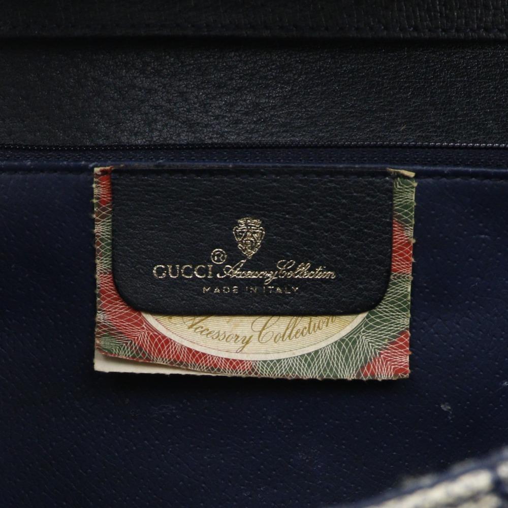 GUCCI Old Gucci Shoulder Bag 904.02.050 2-way clutch Gray / navy GG plus Women Used