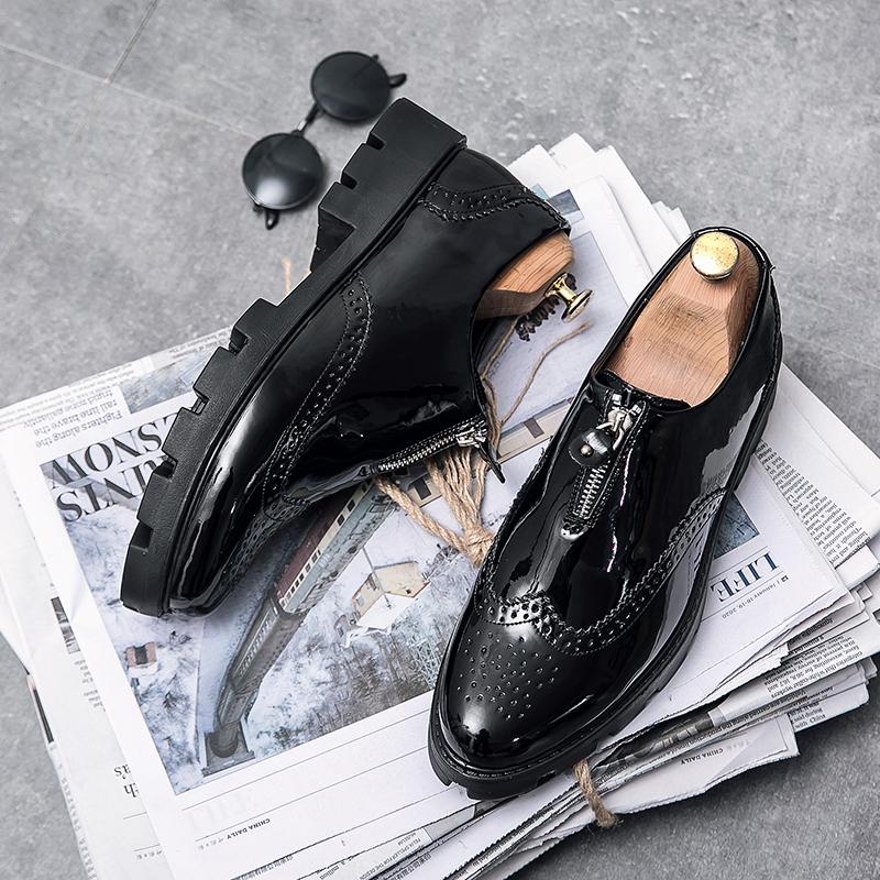 Luxury Brand Men's Glossy Leather Shoes High-end Office Business Dress Shoes Low Heels Men's Casual Shoes Pointed Fashionable