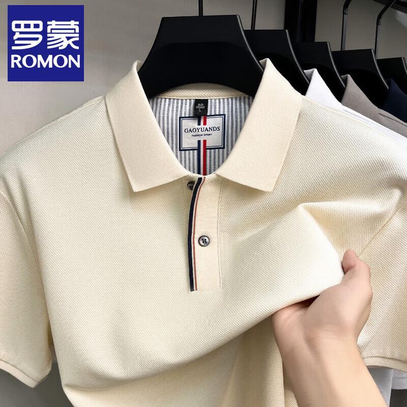 Romun Men s Business Casual Ice Silk Polo Shirt L