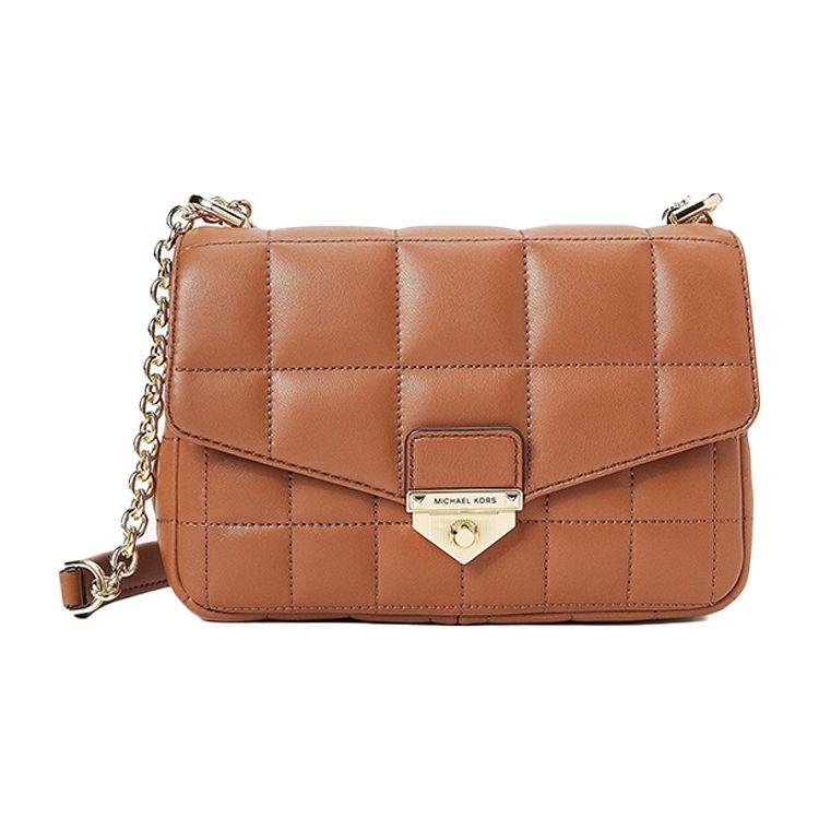 Michael Kors Quilted Flap Commuter Shoulder Bag Women Shoulder Bag Brown 30H0G1SL1T-230 Basic Set (Bag+Dust Bag)