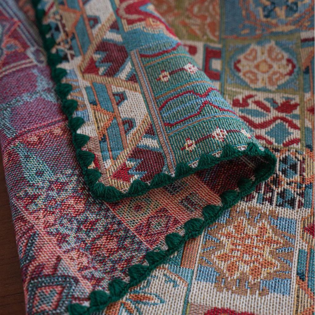Jacquard Tablecloth Bohemian Contrasting Color Embroidered Table Cloth Versatile Rectangle