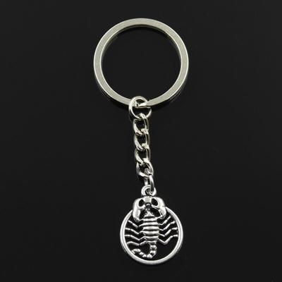 Fashion 30mm Key Ring Metal Key Chain Keychain Jewelry Antique   Plated Scorpion Scorpio Zodiac 26x19mm Pendant