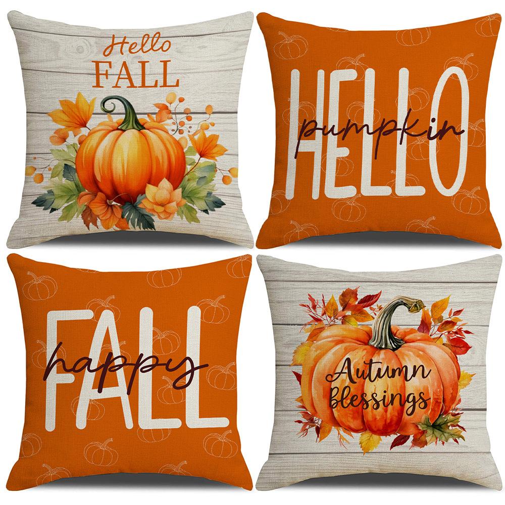 Autumn New Maple Leaf Pumpkin Pillowcase Farmhouse Harvest Atmosphere Layout Linen Pillowcase Living Room Sofa Pillowcase