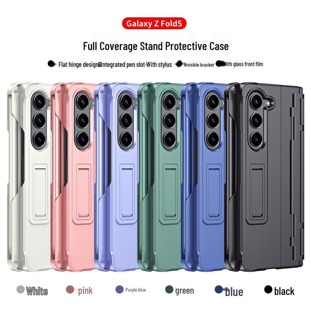 Compatible Samsung Z Fold 8 Protective Case with Film, Pen Holder, and Full Hinge Coverage