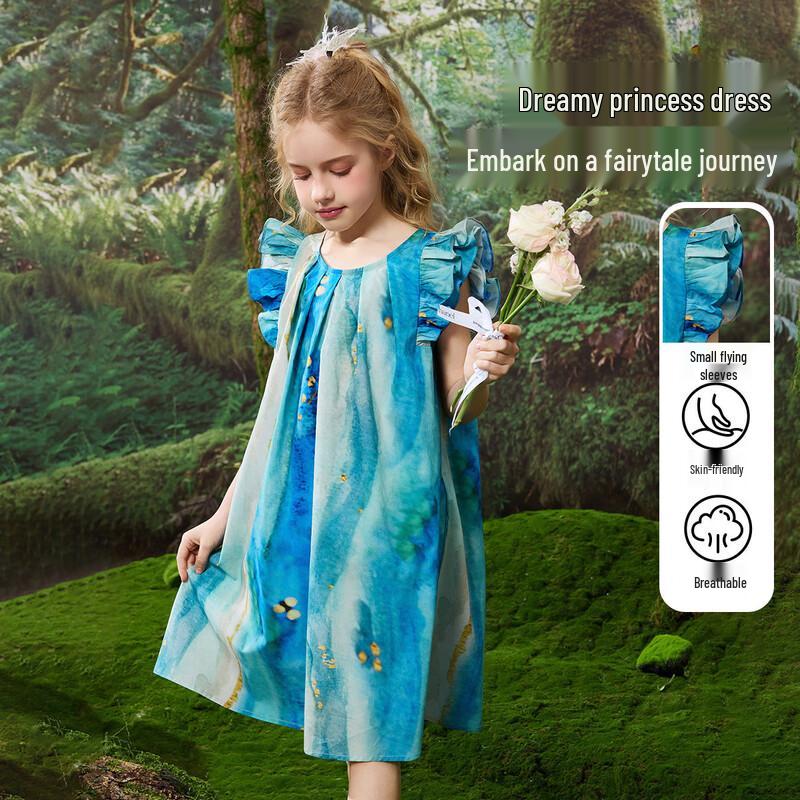 ASK JUNIOR Girls  Flutter Sleeve Princess Dress 150