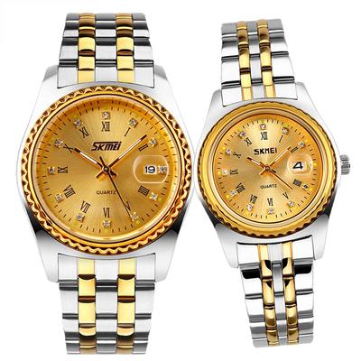Paaruhr Paar Beliebte Paaruhr Paaruhren-Set Armbanduhr Klassisch Gold Silber Edelstahlband Wasserdicht Luxusgeschenk Hochzeitstag Tag Paar