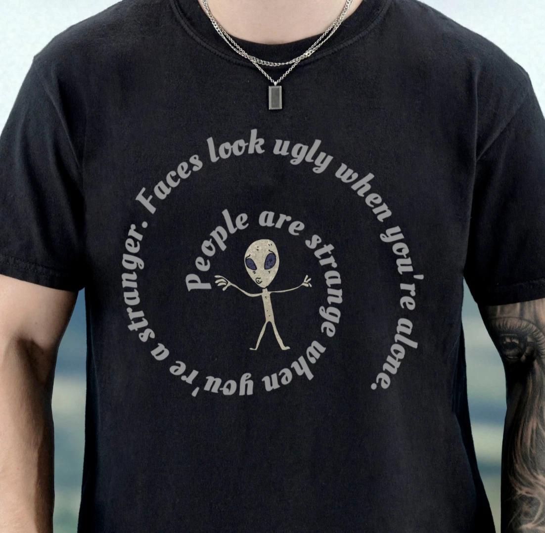 The Doors Inspired T-Shirt, People are Strange Lyrics Tee, Classic Rock Shirt L