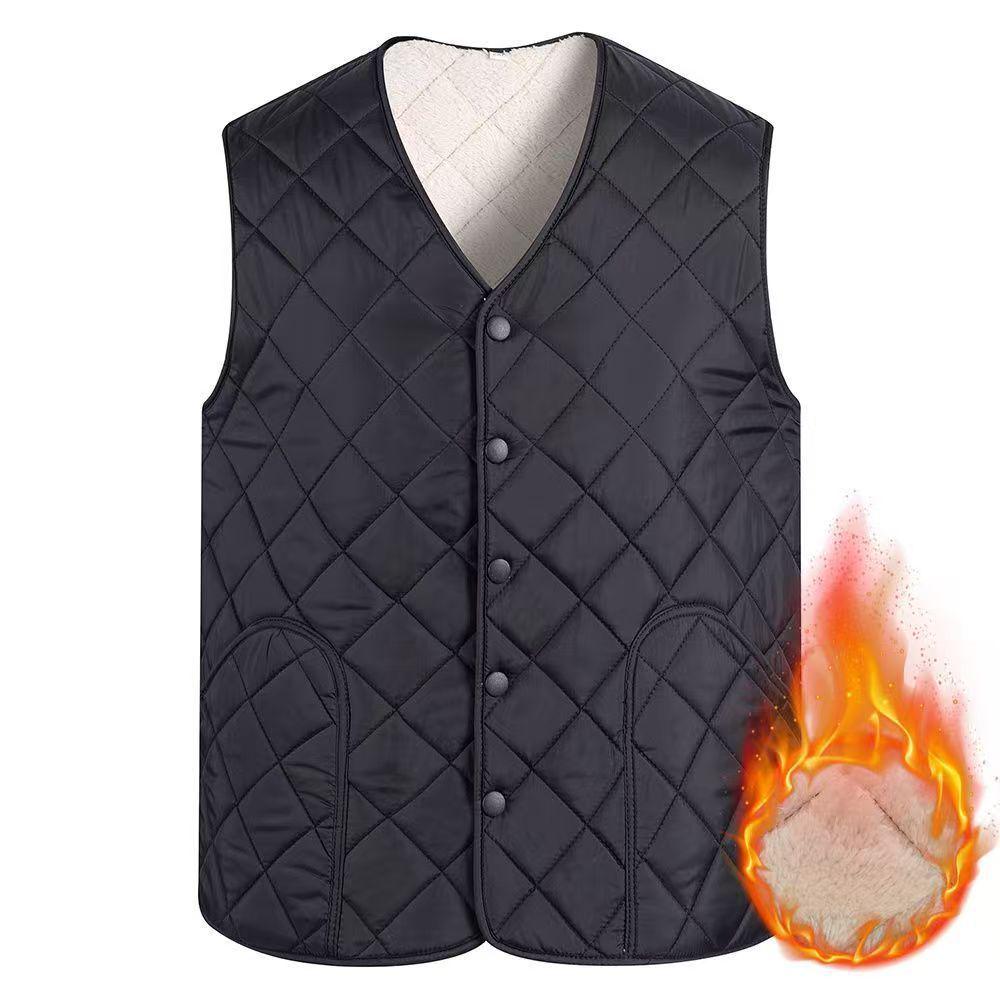 

Men s Fleece-Lined Cotton Jacket - Warm Innerwear for Autumn/Winter, Suitable for Middle-Aged and Elderly, Long Sleeve, Reversible Wear 4XL (150-170 catty)