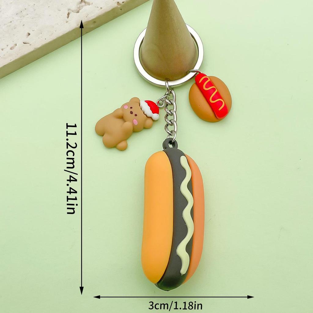 Creative Soft Rubber Food Toy Keychain: Hamburger, Fries, Pizza Pendant Bag Charm
